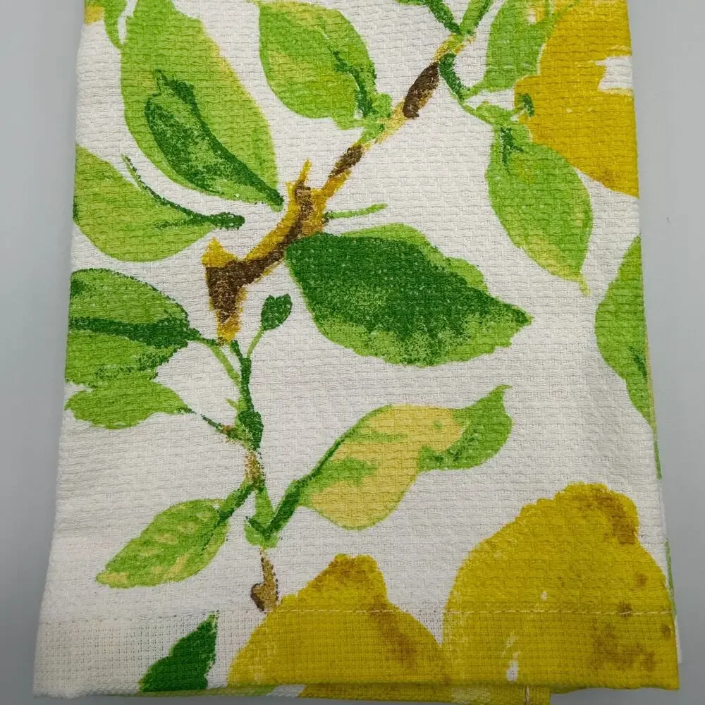 Lauren Ralph Lauren Kitchen Towels White Yellow Lemons Set of 2 Cotton 17x28 NWT
